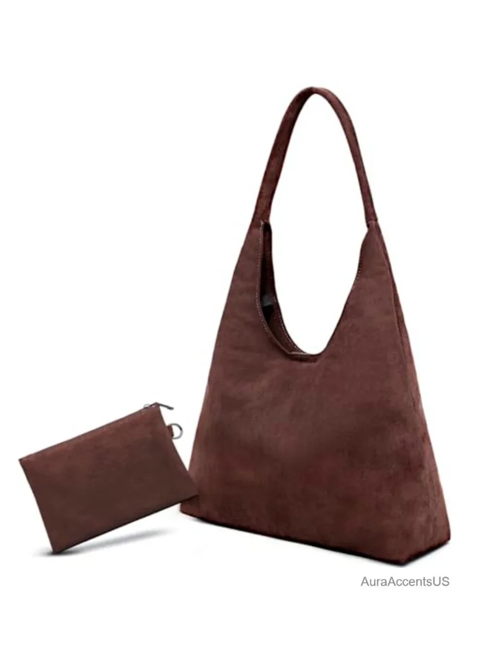 Vegan Leather Hobo Bag for Women Slouchy Shoulder Tote Purse with Makeup Pouch